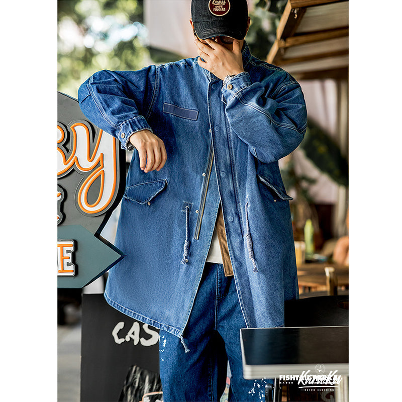 M-65 modified denim fishtail parka