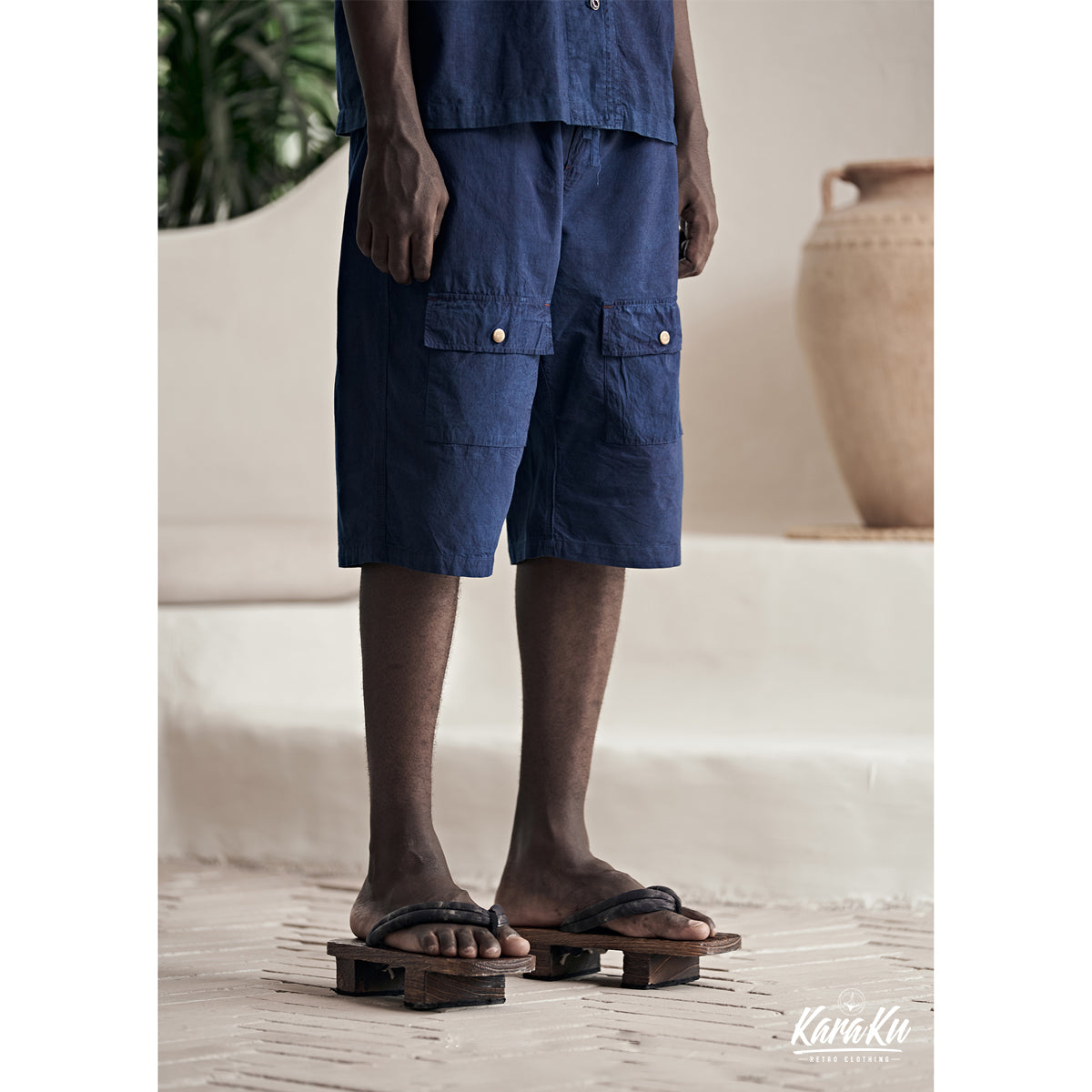 5/4 Length Artisan Aizome Safari Shorts