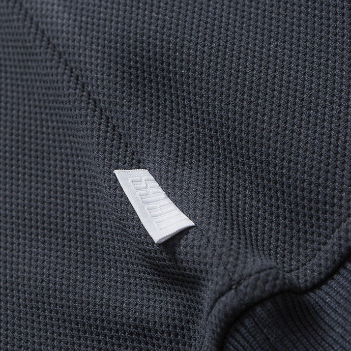 Waffle sweatshirt with overlapping pockets