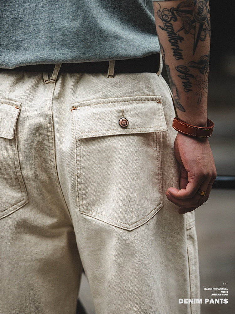 11.2oz natural cotton sail white denim pants