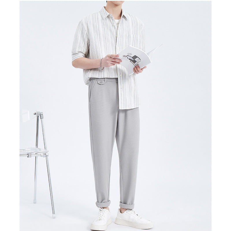 Temperament striped short-sleeved shirt