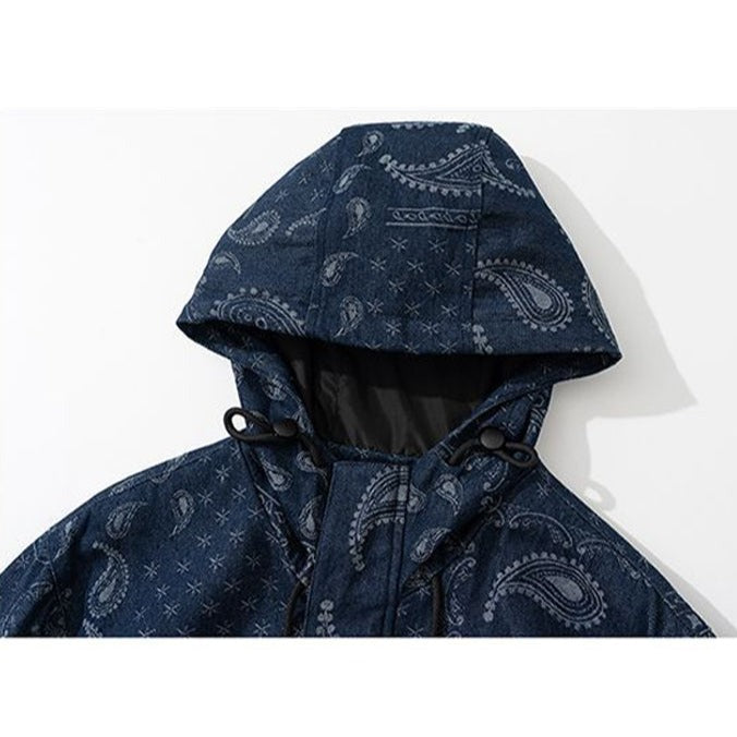 Paisley Pattern Denim Mountain Parka