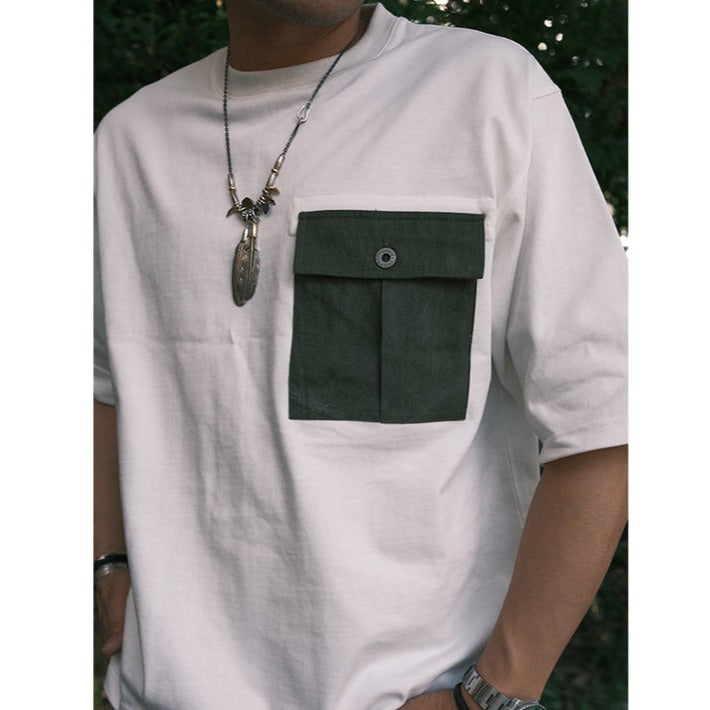 360g Heavyweight White T-shirt Military Pocket