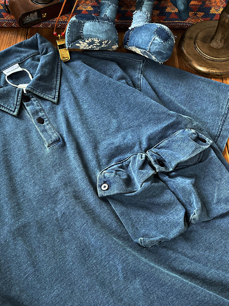 Cityboy Aizome Multi Pocket Drop Shoulder Polo Shirt