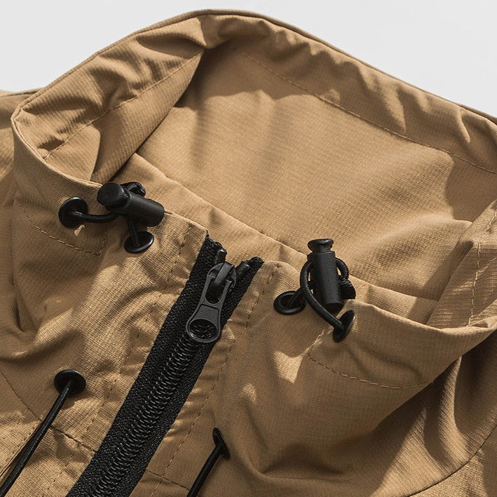Stand collar vest with outdoor zip pocket