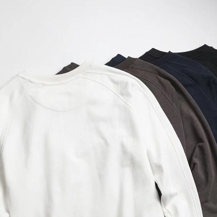Deer embroidery back pile raglan sleeve sweat