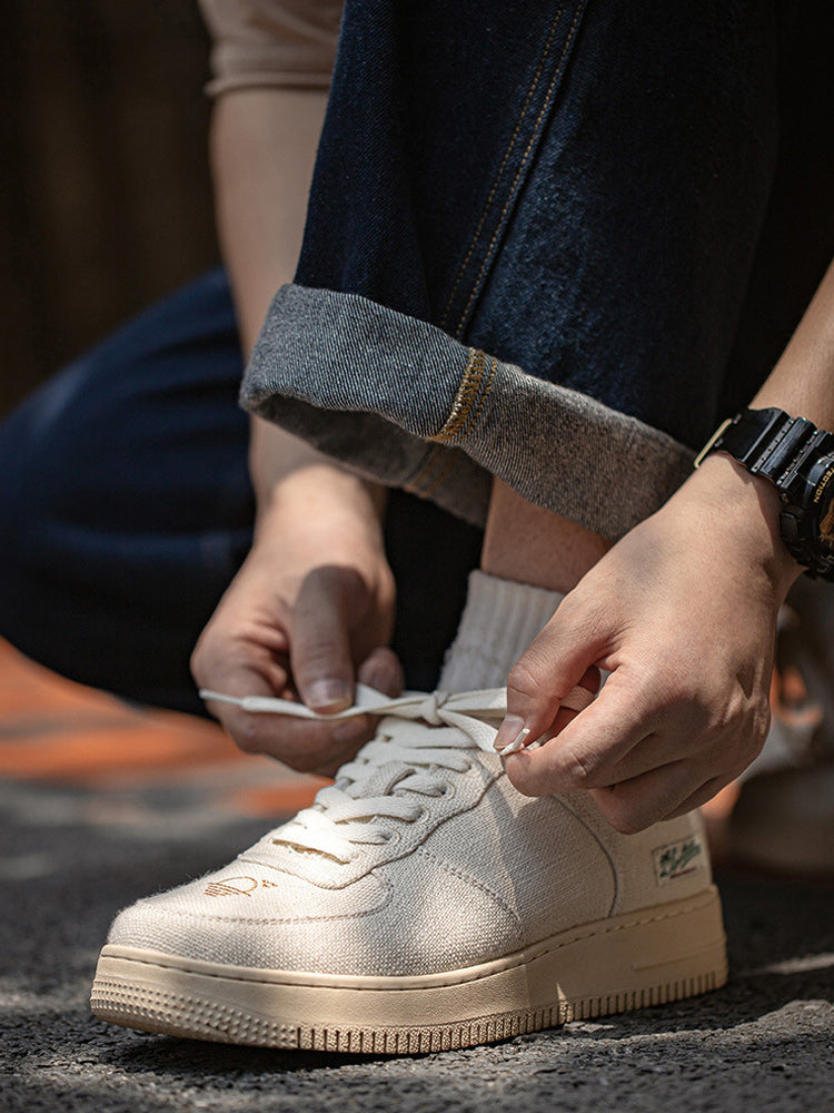 EMBROIDERED LINEN SKATE BOAT SHOES