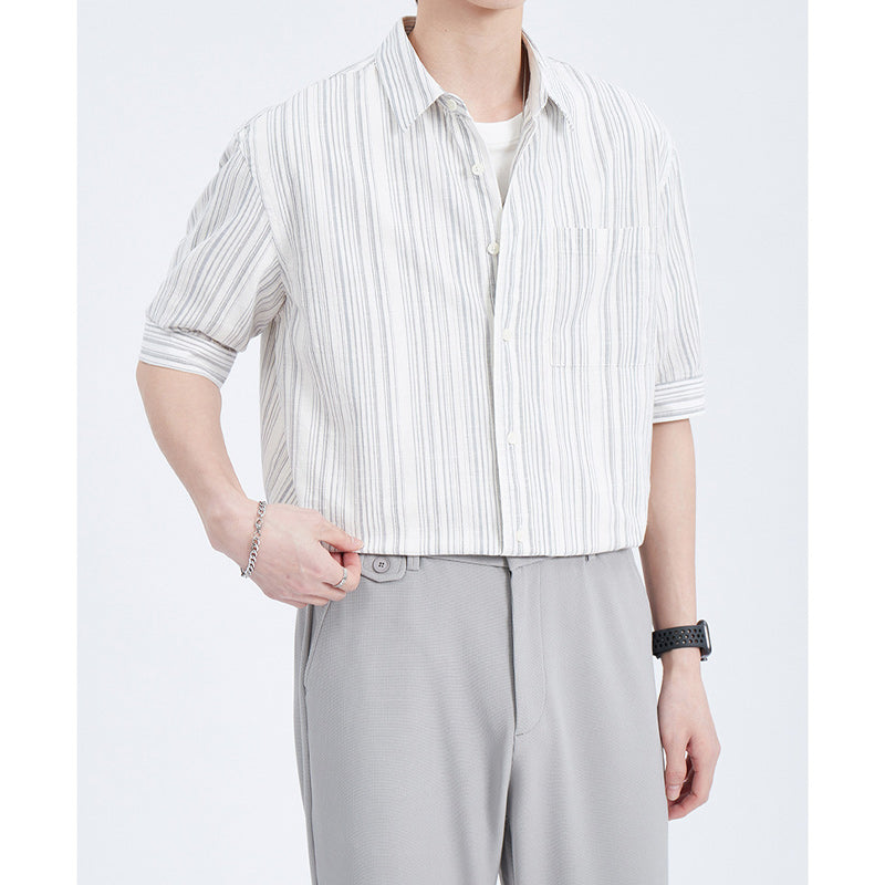 Temperament striped short-sleeved shirt