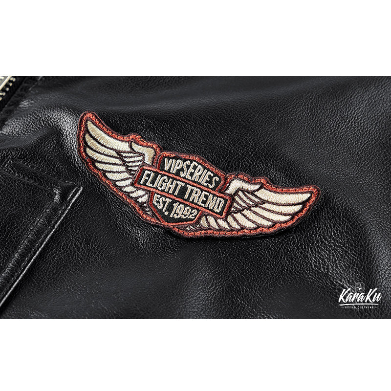 "Indian Apache Eagle Warrior" MA-1 Leather Flight Jacket