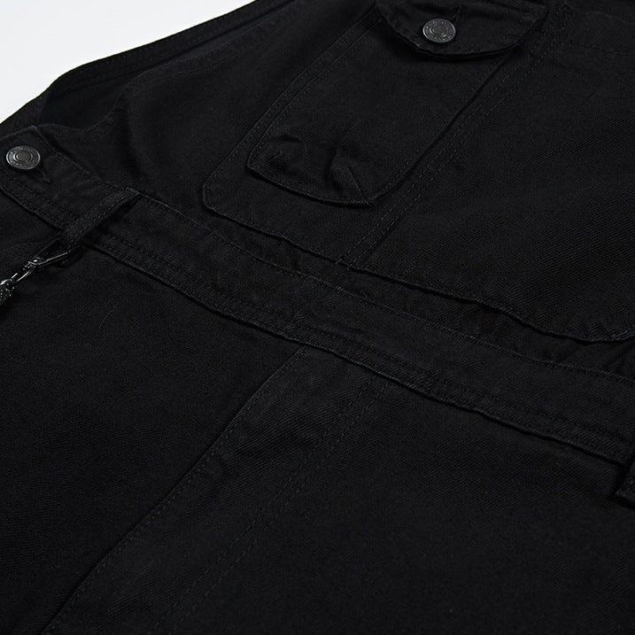 ALL BLACK Overalls with one point rope