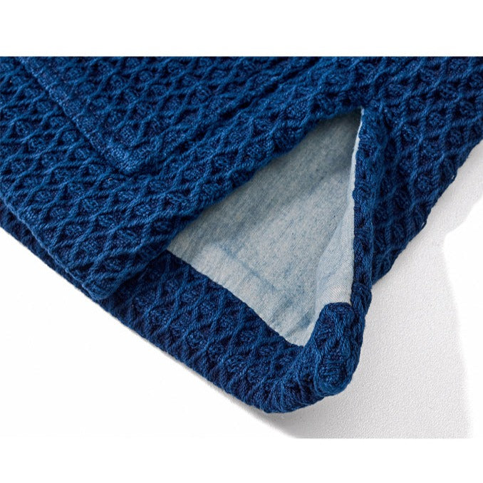 Craftsman handmade indigo dyed diamond braided short coat