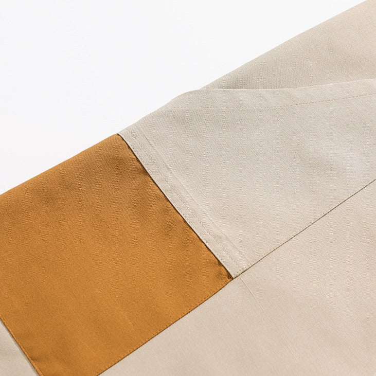 Color scheme patchwork wide pants with drawcord