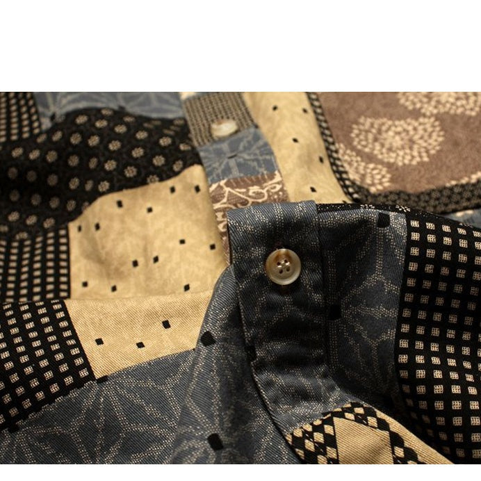 Reconstruction Yarn-dyed boro patchwork shirt