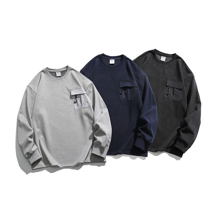 Crewneck sweatshirt with zip pocket