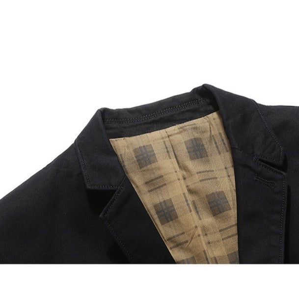 Back check pattern cotton blazer jacket