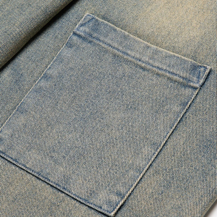 WASHED PATCHWORK WIDE DENIM PANTS