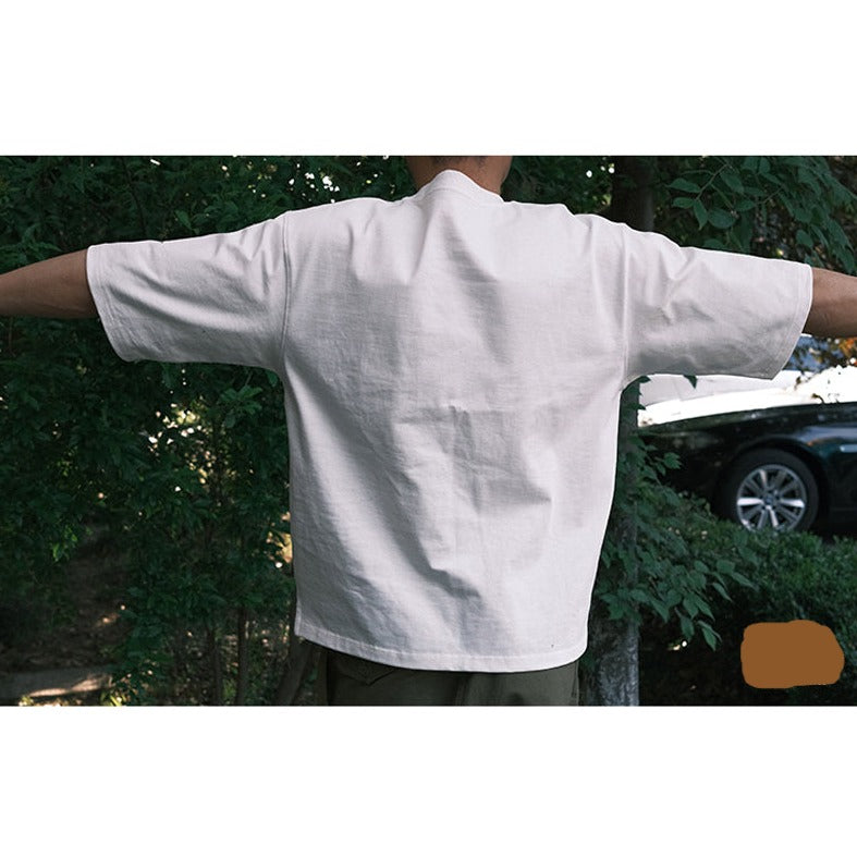 360g Heavyweight White T-shirt Military Pocket