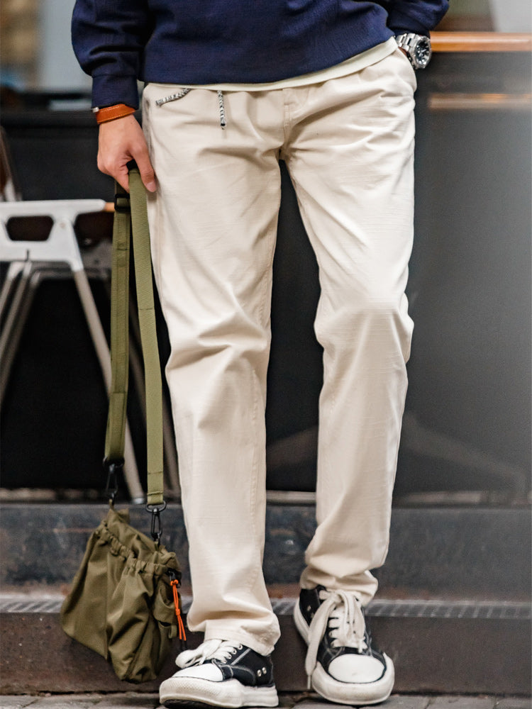 Natural cotton canvas trousers