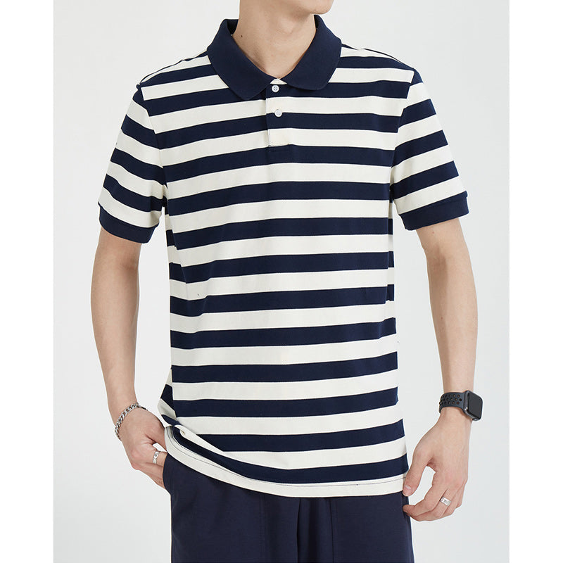 Fashion horizontal striped polo shirt