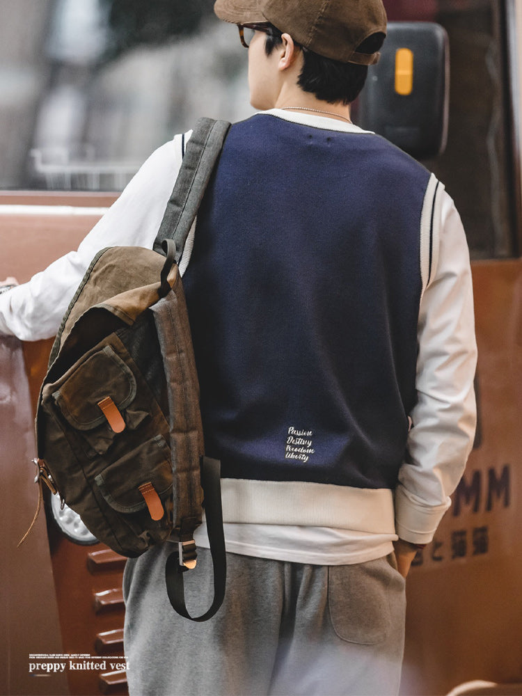 Ivy look crew neck knit vest