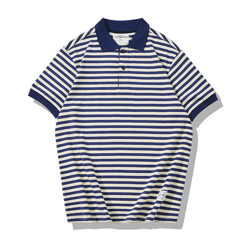 Heavyweight retro border polo shirt
