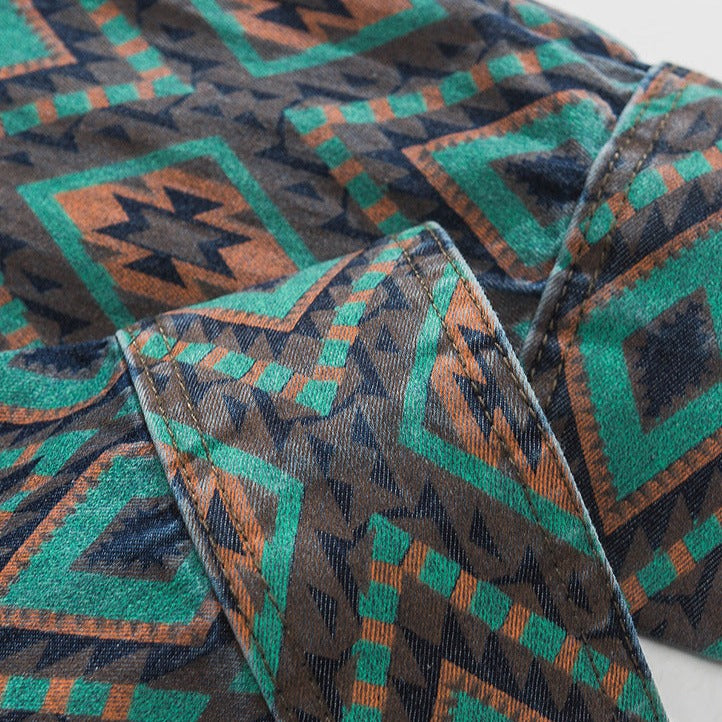 Ethnic pattern work shirt