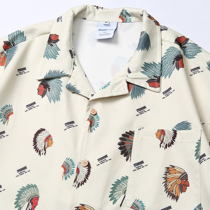 Apache Warrior Total Print Cuban Shirt
