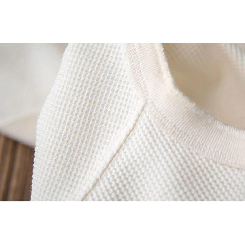 3 button waffle henley neck cut and sew