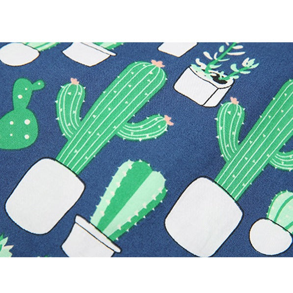 Cartoon Cactus Summer Printed Cotton Hawaiian Shirt