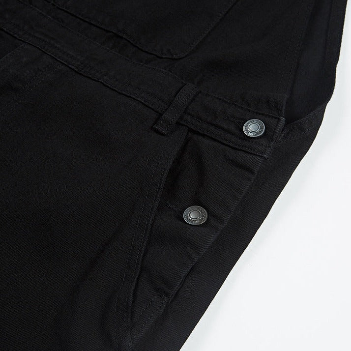 ALL BLACK Overalls with one point rope