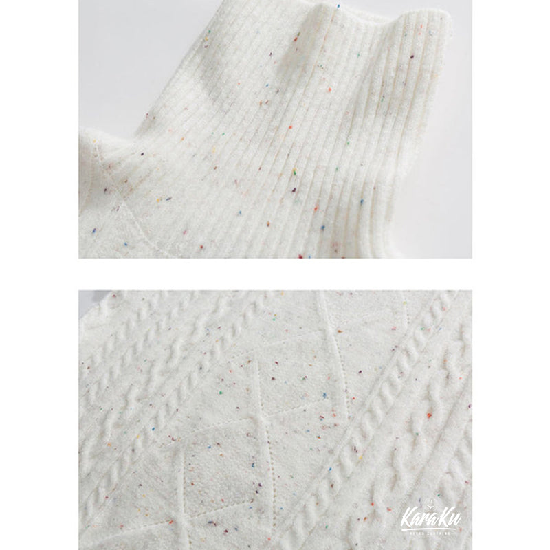 MIX color × cable knit turtleneck knit