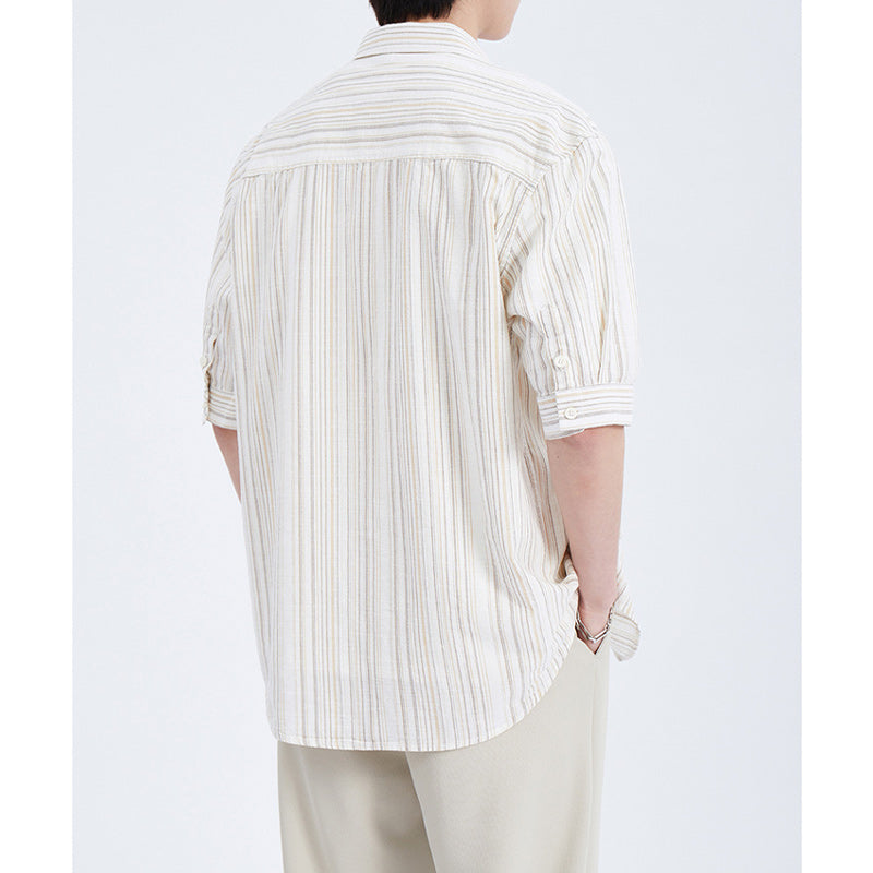 Temperament striped short-sleeved shirt