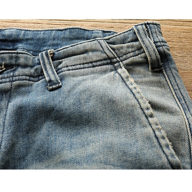 MULTI POCKET WASHED DENIM PANTS