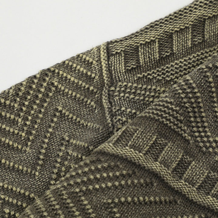 Distressed Ethnic Jacquard Sweater