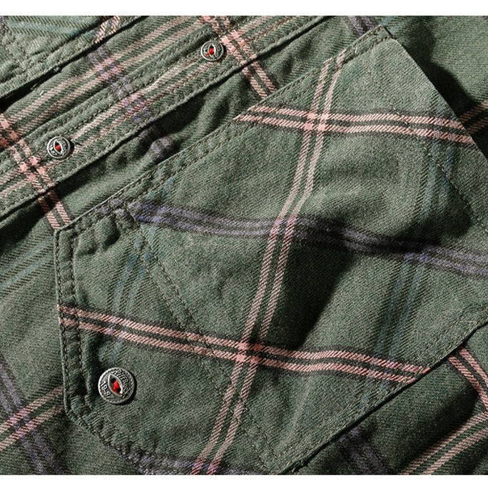 Fine brushed plaid button-down work shirt