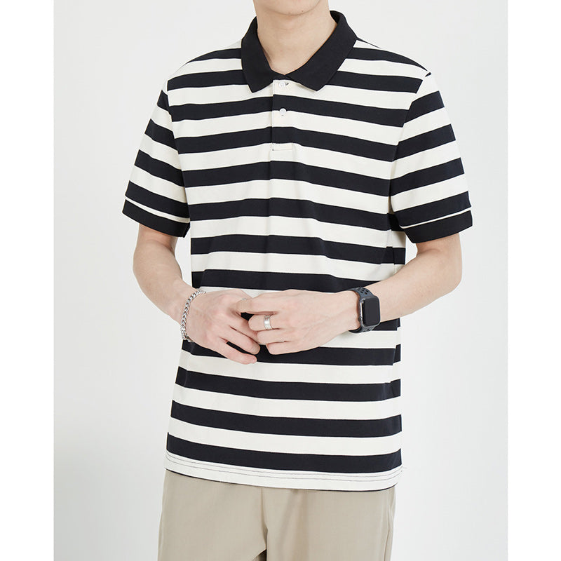 Fashion horizontal striped polo shirt