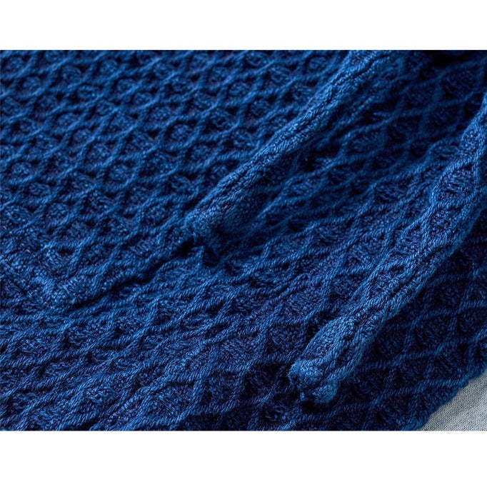 Craftsman handmade indigo dyed diamond braided short coat