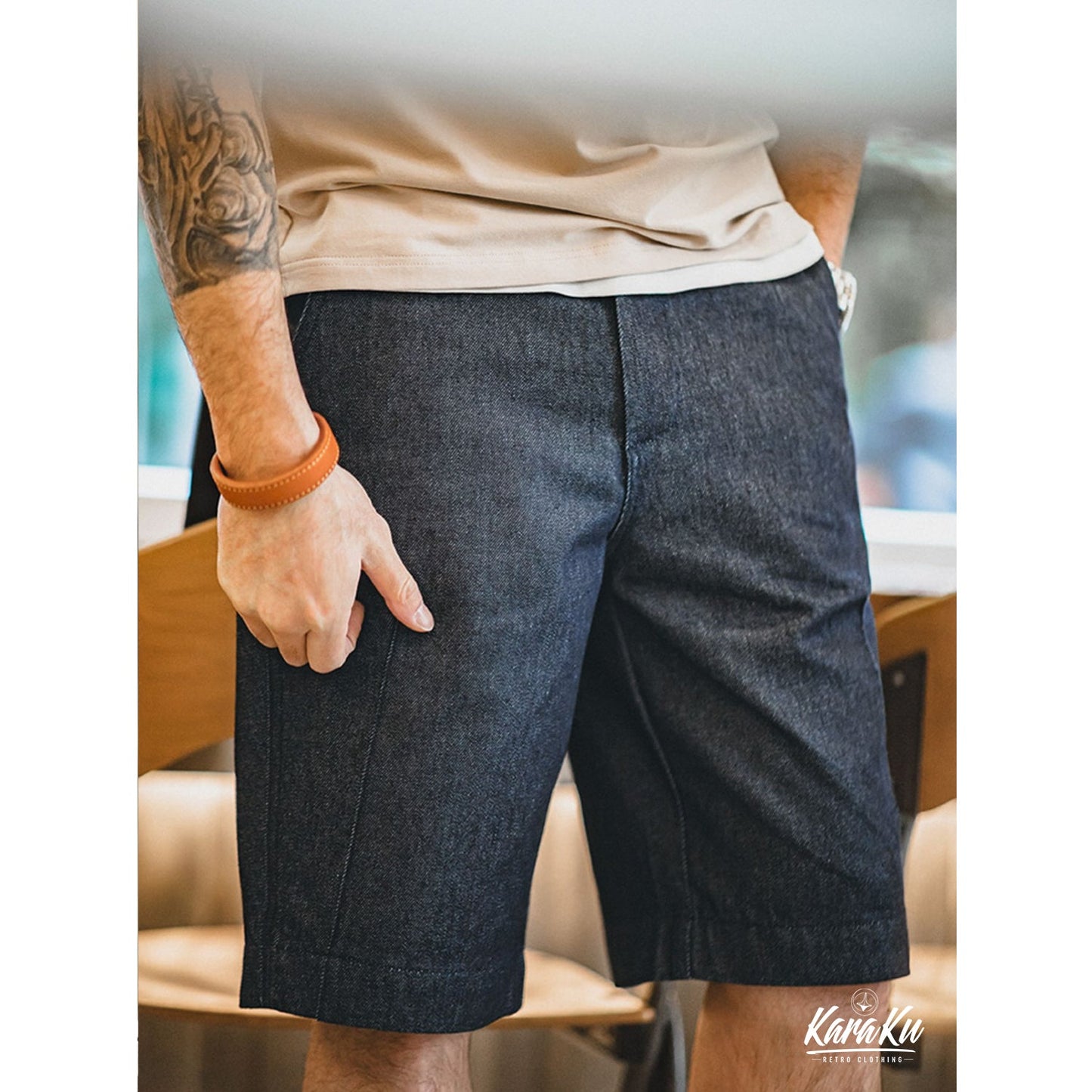 rigid denim shorts
