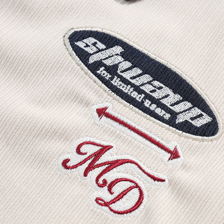 Embroidered corduroy color scheme switching jacket