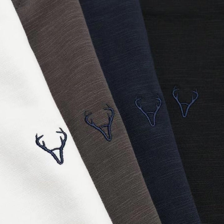 Deer embroidery back pile raglan sleeve sweat