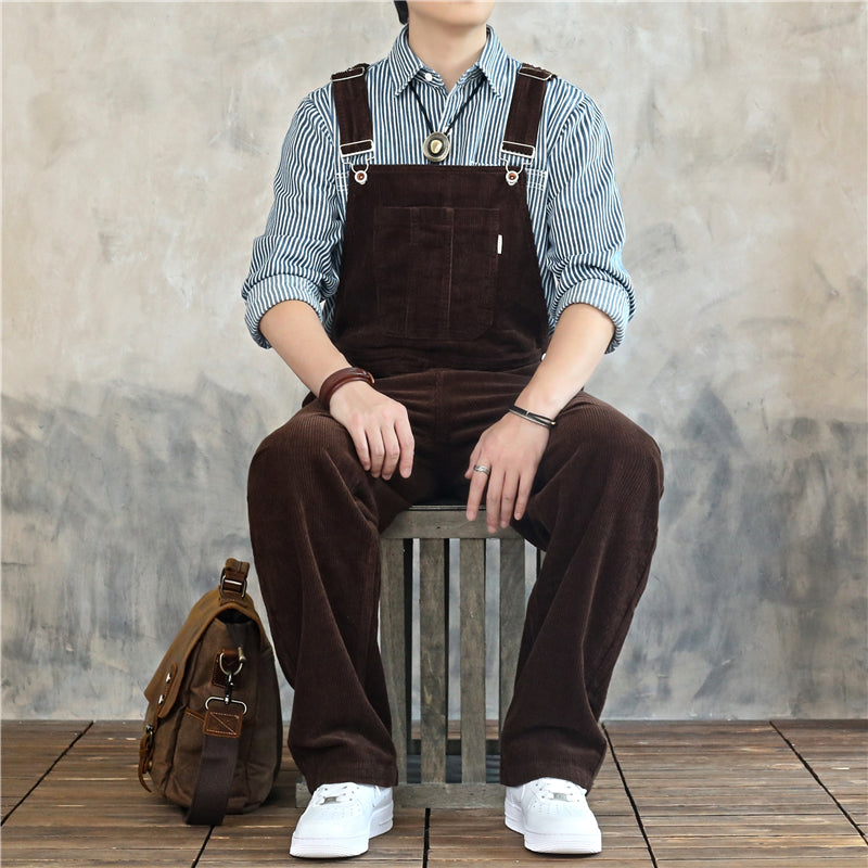 retro corduroy wide overalls