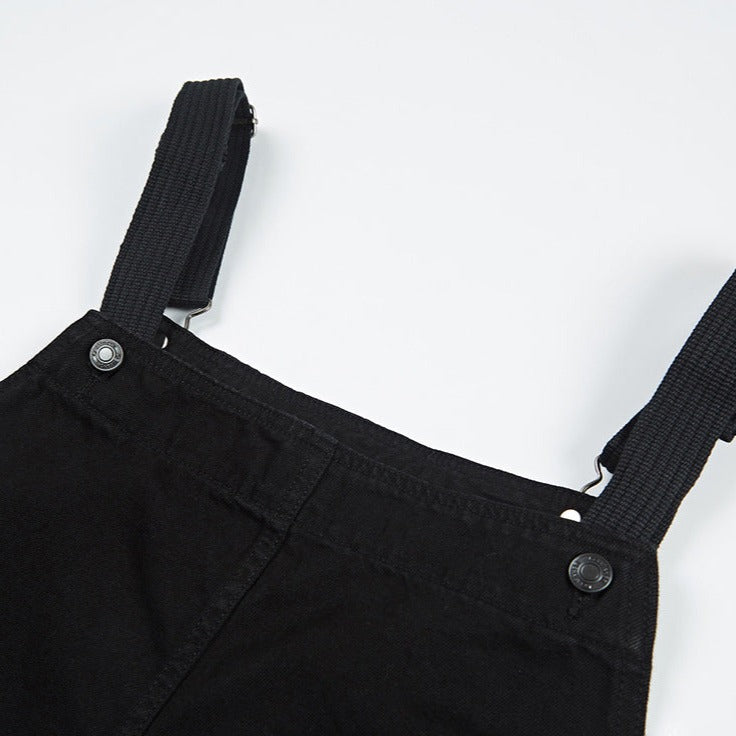 ALL BLACK Overalls with one point rope