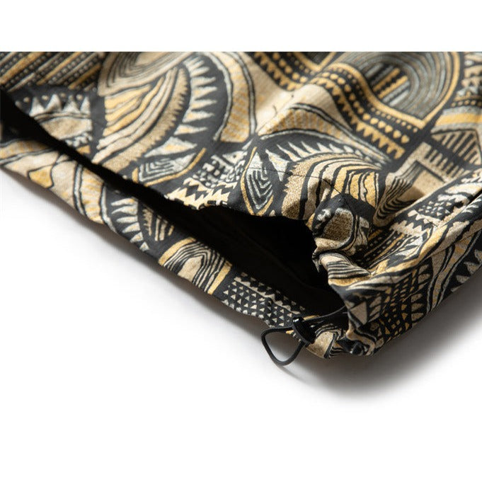 Ethnic patterned hoodie with drawcord