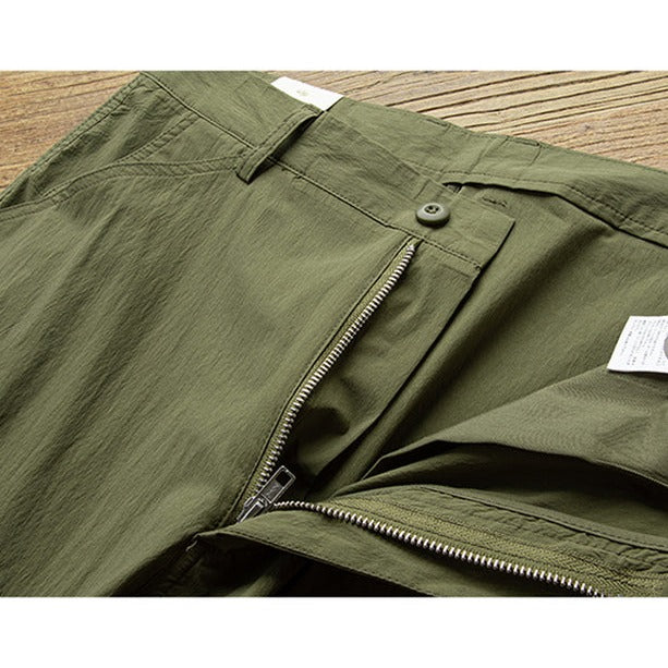 Military cargo pants with side buttons