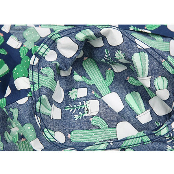 Cartoon Cactus Summer Printed Cotton Hawaiian Shirt
