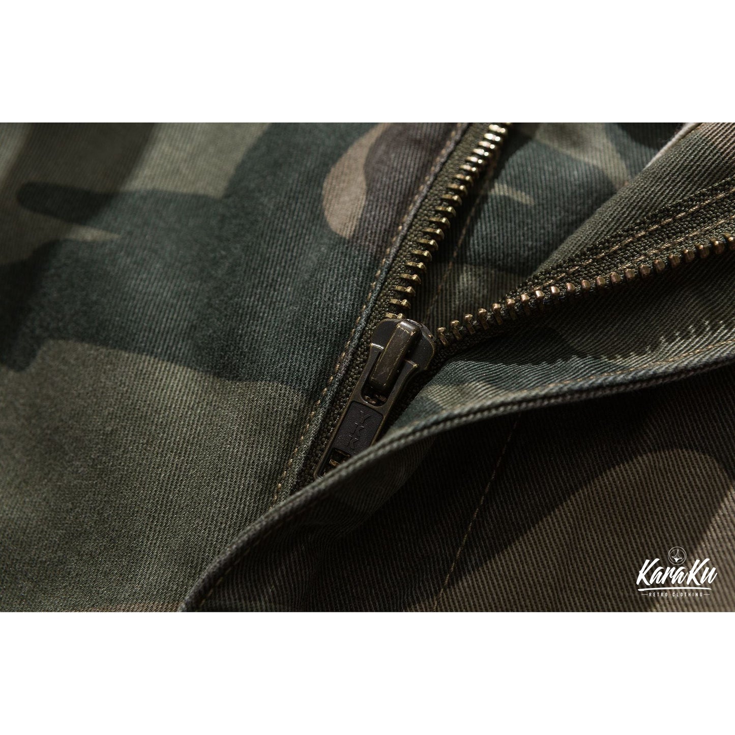 Camouflage military shorts with belt