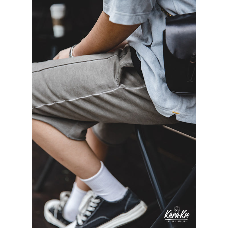 Heavyweight distressed knit shorts