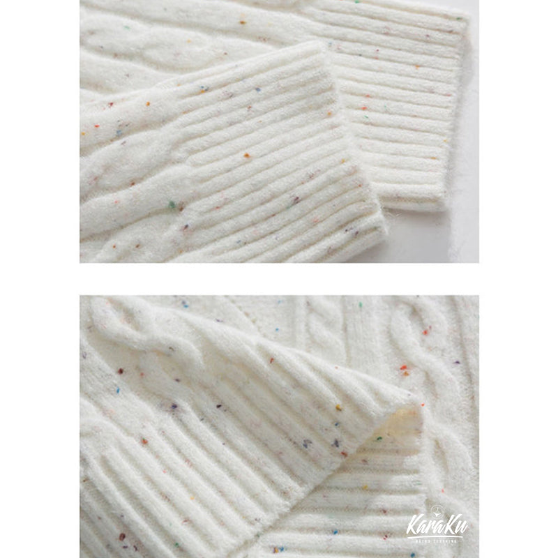 MIX color × cable knit turtleneck knit