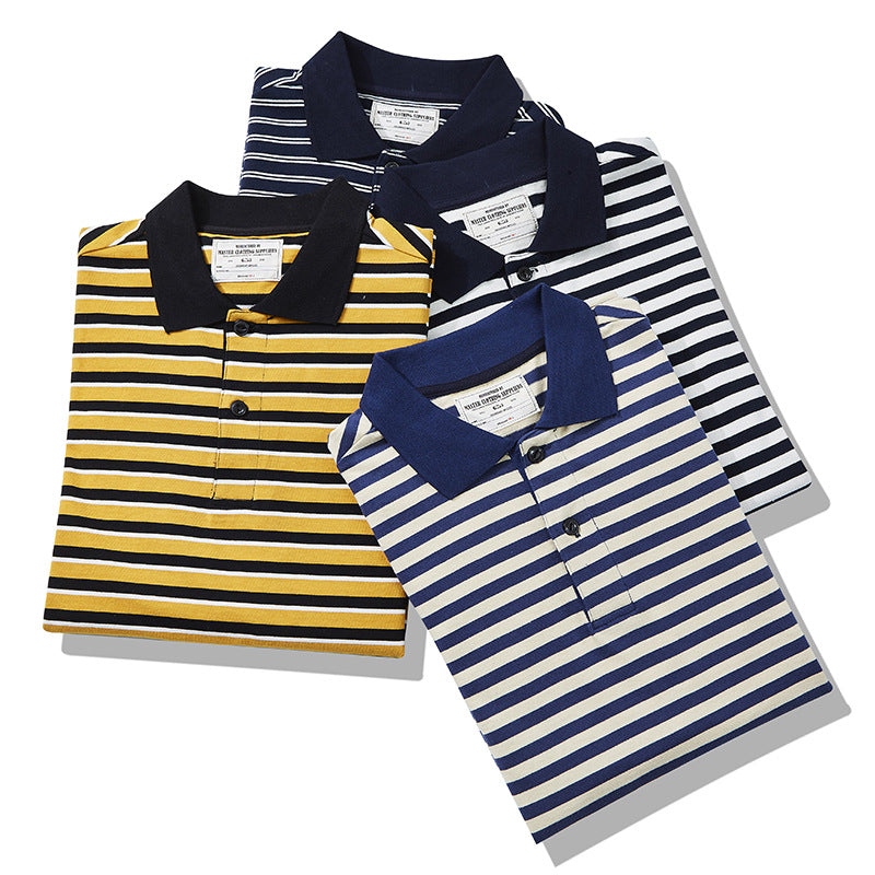 Heavyweight retro border polo shirt