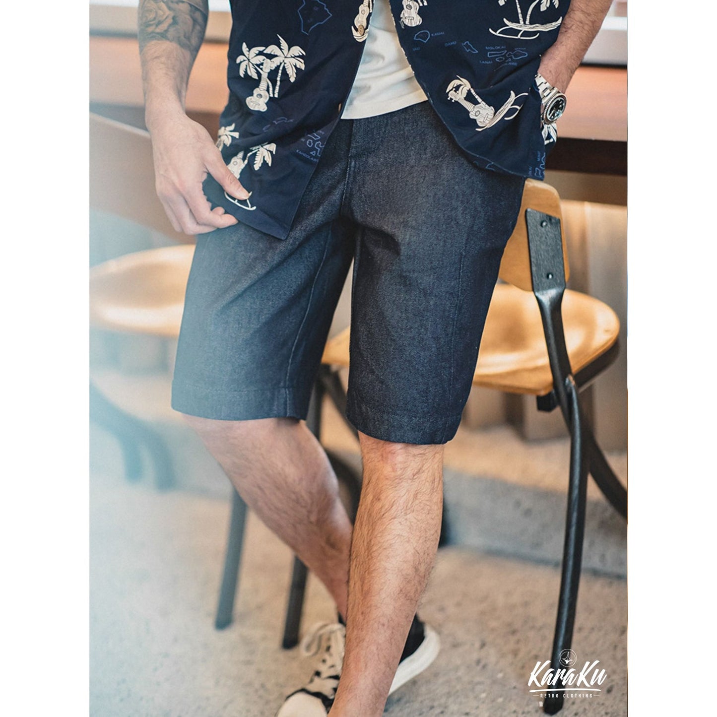 rigid denim shorts